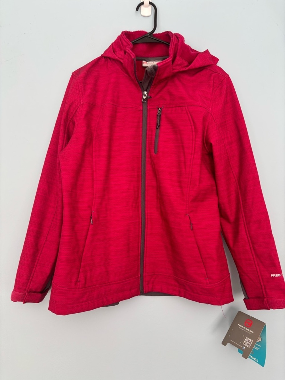 Free Country Women's Size Large  Softshell Jacket Crimson Rose Dark Pink NEW